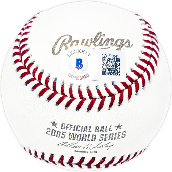 Frank Thomas Signed 2005 WS Logo MLB Baseball Chicago White Sox Beckett Wit