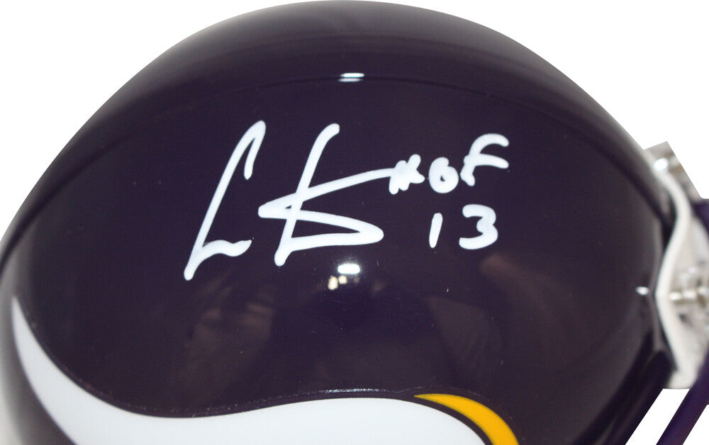 Cris Carter Signed Minnesota Vikings VSR4 TB HOF Mini Helmet Beckett 40625
