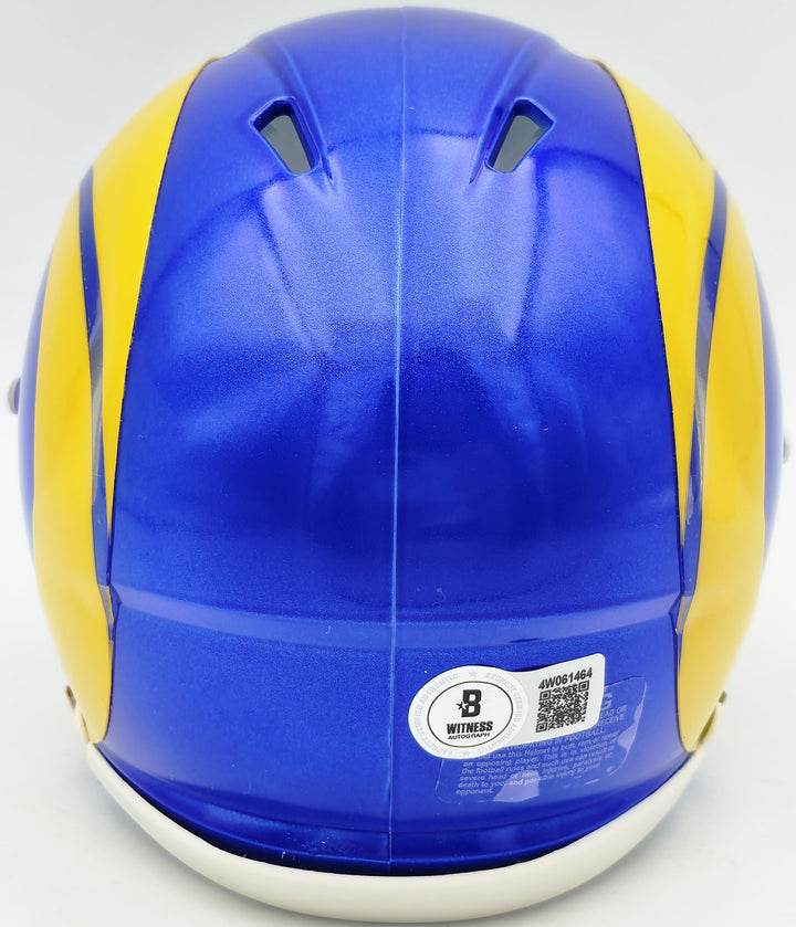 Davante Adams Signed Los Angeles Rams Blue Speed Mini Helmet Beckett Witness