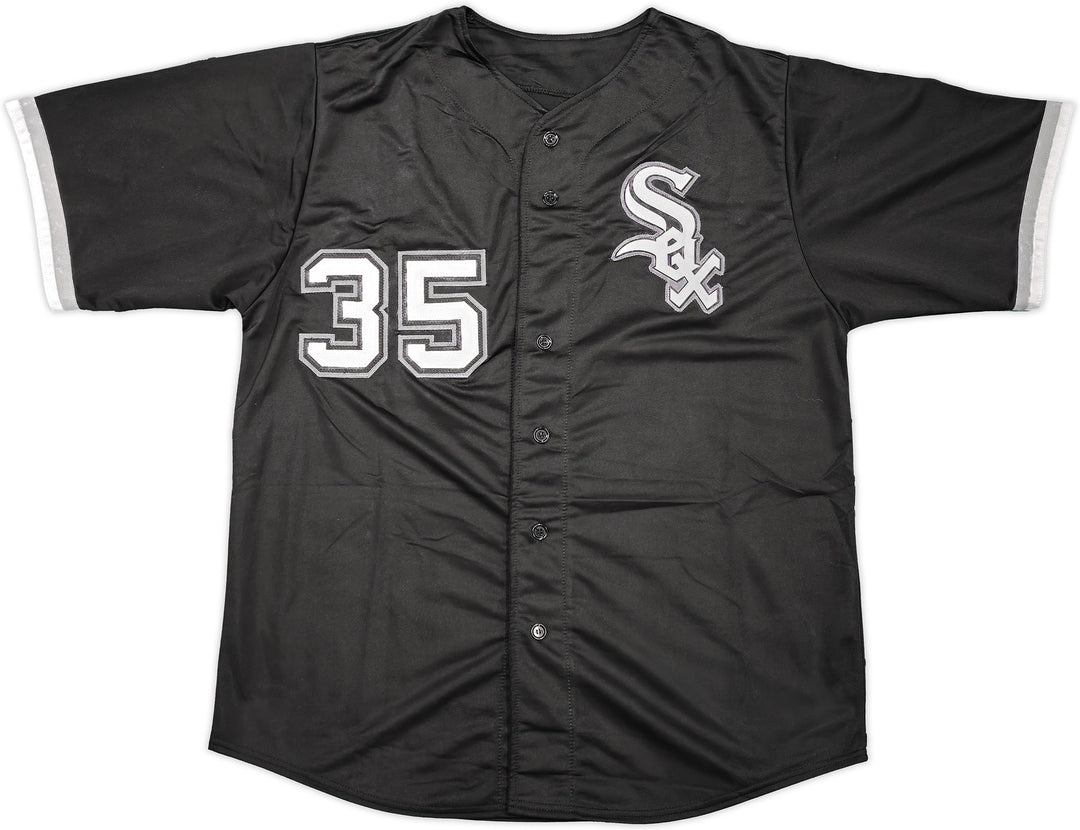 Chicago White Sox Frank Thomas Signed Black Jersey Beckett Wit