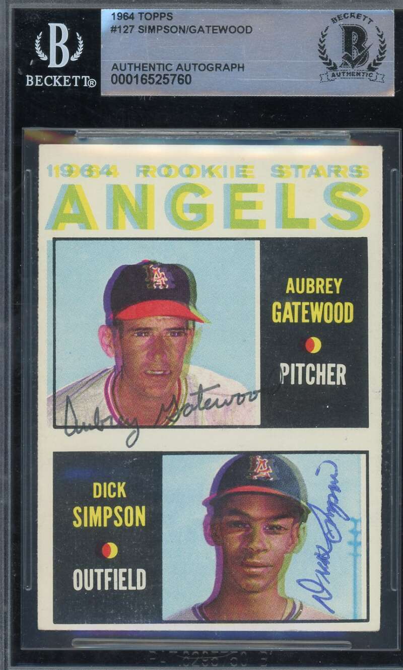 Aubrey Gatewood Dick Simpson Beckett BAS Signed 1964 Topps Rookie Autograph