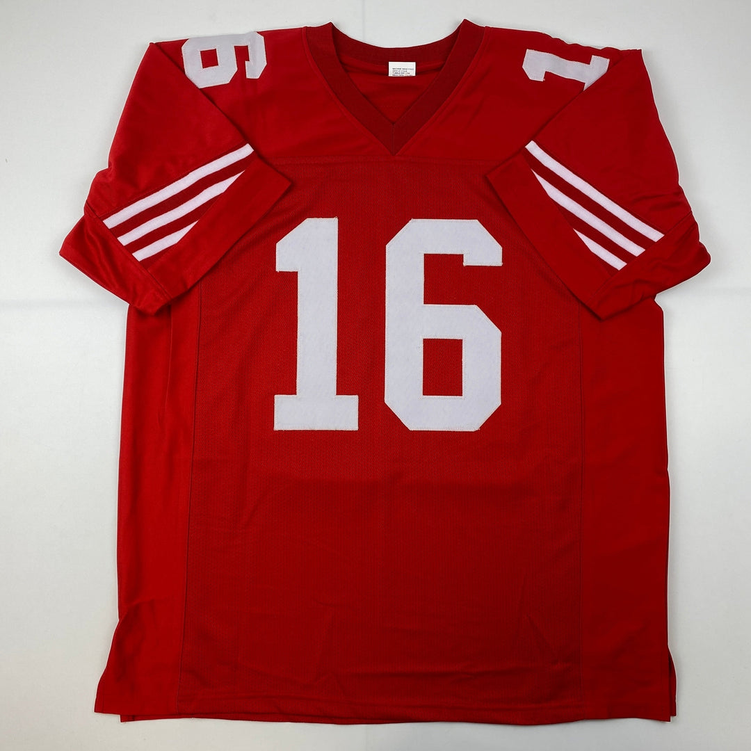Facsimile Autographed Joe Montana San Francisco Red Laser Jersey Size Men's XL