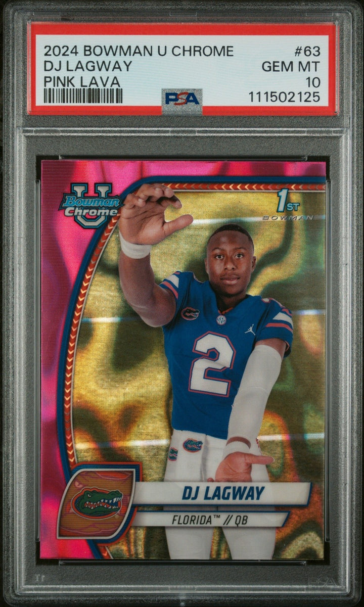 Graded 2024 Topps Bowman Chrome DJ Lagway #63 Pink Lava RC Card PSA 10