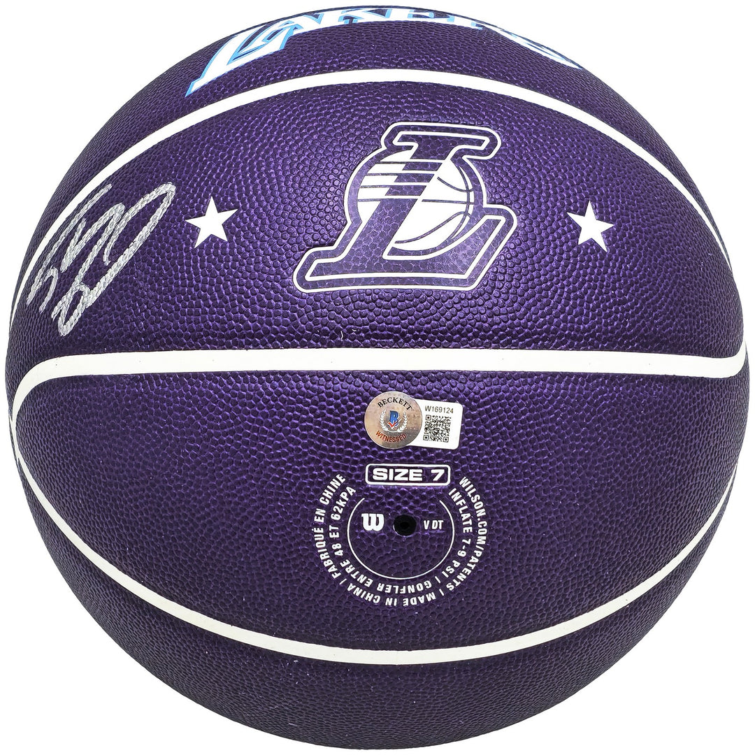 Shaquille O'Neal Signed Purple City Edition Basketball Lakers Beckett Witness
