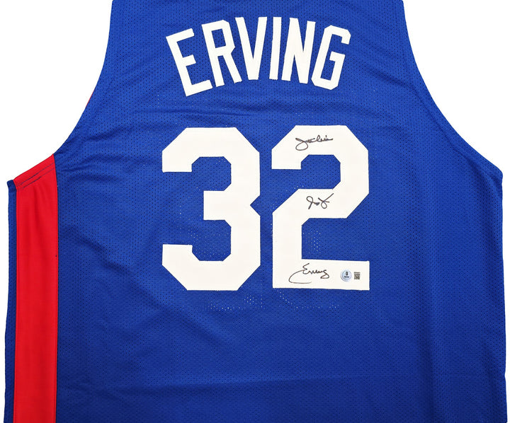 New York Nets Julius "Dr. J" Erving Signed Blue Jersey Beckett Wit