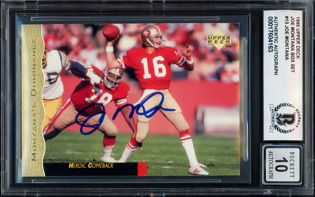 Joe Montana Autographed Signed 1995 Upper Deck Card 13 49ers Auto GM 10 Beckett