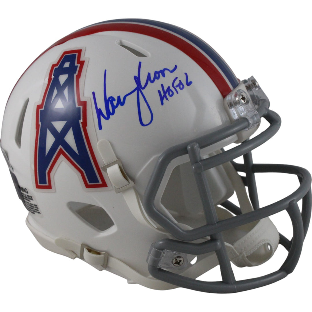 Warren Moon Autographed Houston Oilers TB Mini Helmet Beckett Witness 49699