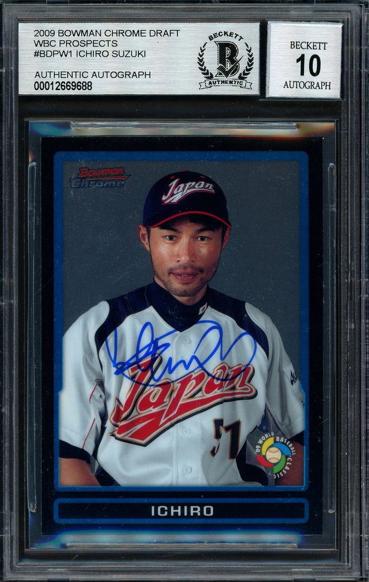 Ichiro Suzuki Signed 2009 Bowman Chrome Draft Card BDPW1 Japan Auto 10 Beckett