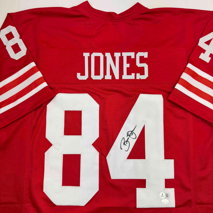 Autographed/Signed Brent Jones San Francisco Red Jersey Beckett BAS COA