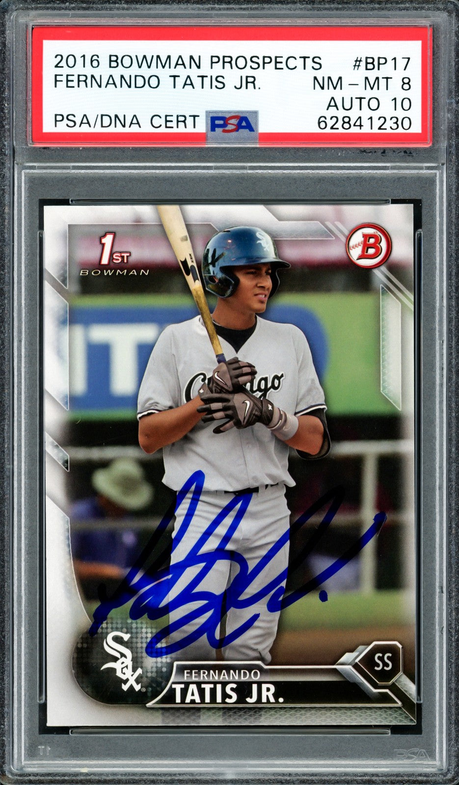 Fernando Tatis Jr Auto 2016 Bowman Prospects RC BP17 Padres PSA 8 Auto 10 /DNA