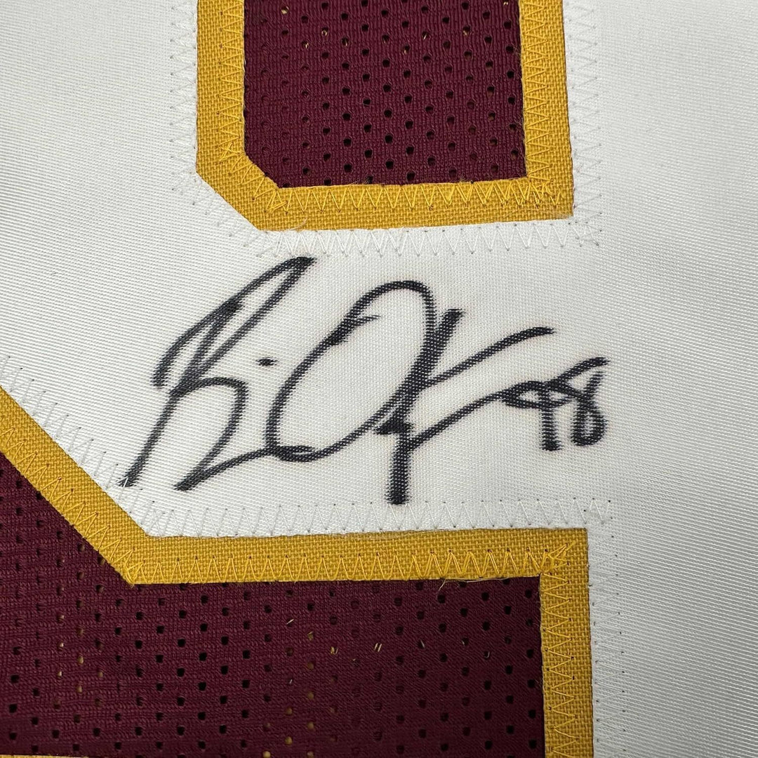 Framed Autographed/Signed Brian Orakpo 35x39 Washington Burgundy Jersey JSA COA