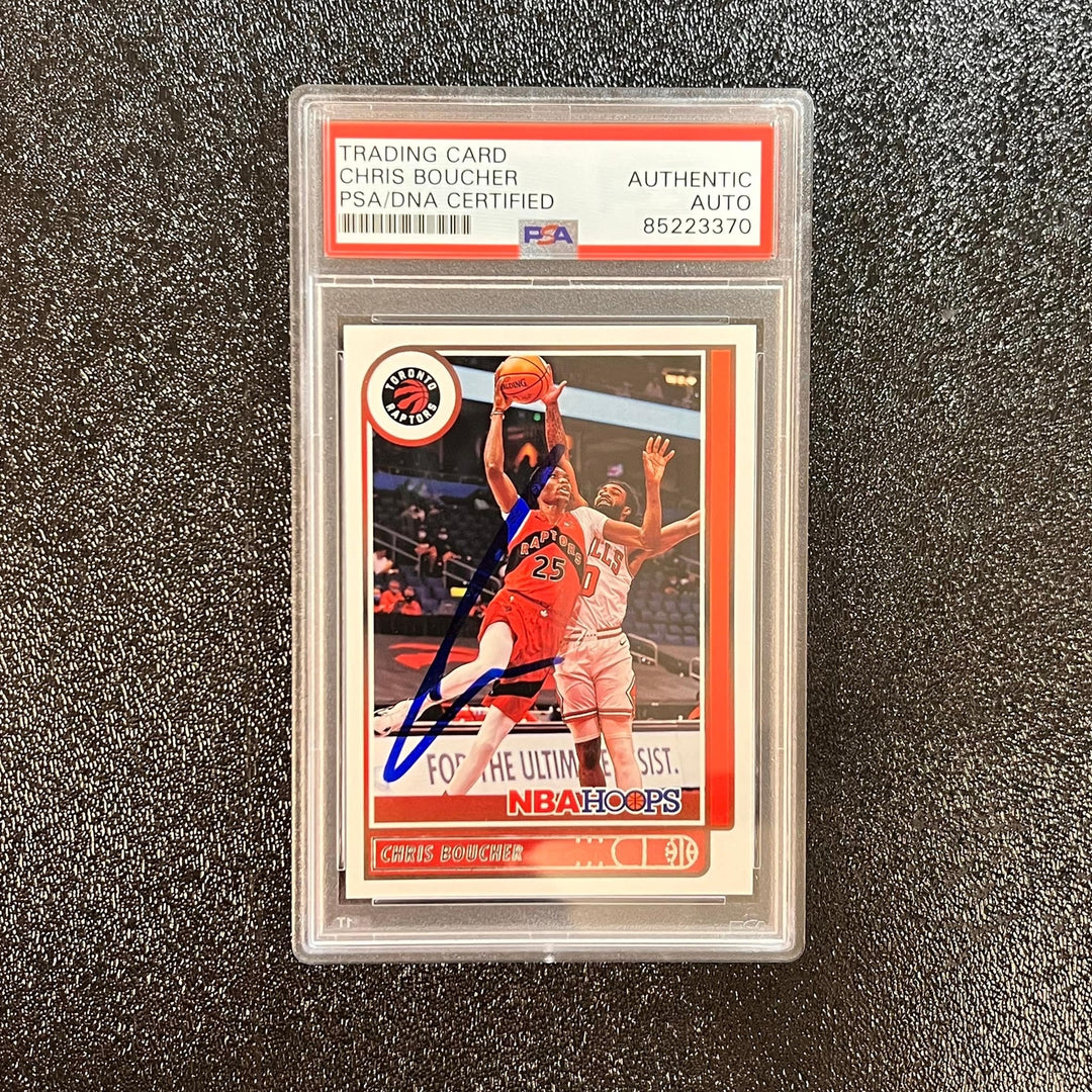 2020-21 Panini Hoops #129 Chris Boucher Signed Card AUTO PSA Slabbed Raptors
