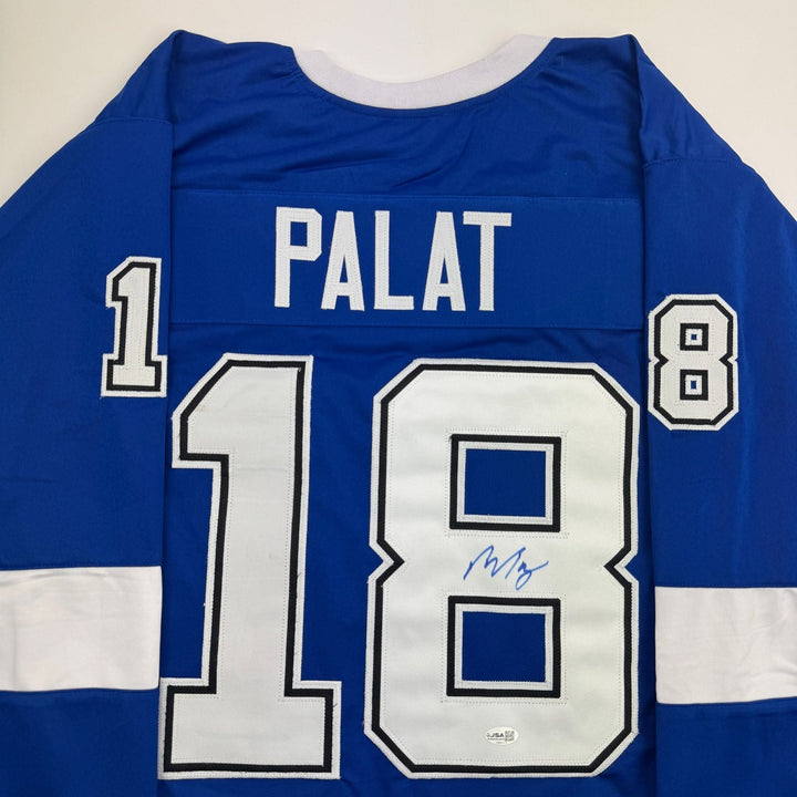 Autographed/Signed Ondrej Palat Tampa Bay Blue Hockey Jersey JSA COA