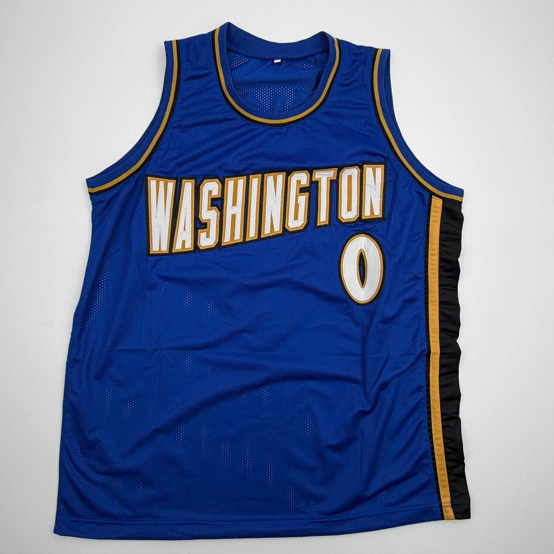 Autographed/Signed Gilbert Arenas Washington Blue Jersey Beckett BAS COA