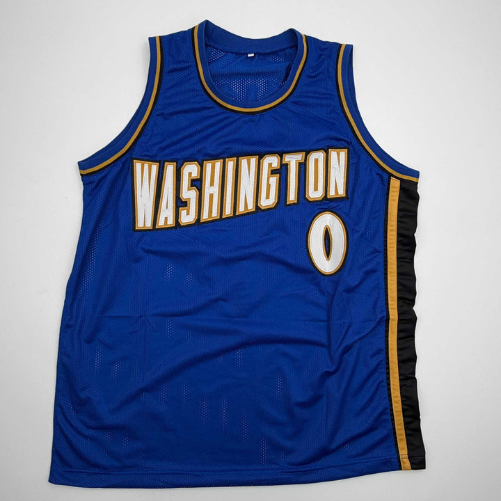 Autographed/Signed Gilbert Arenas Washington Blue Jersey Beckett BAS COA