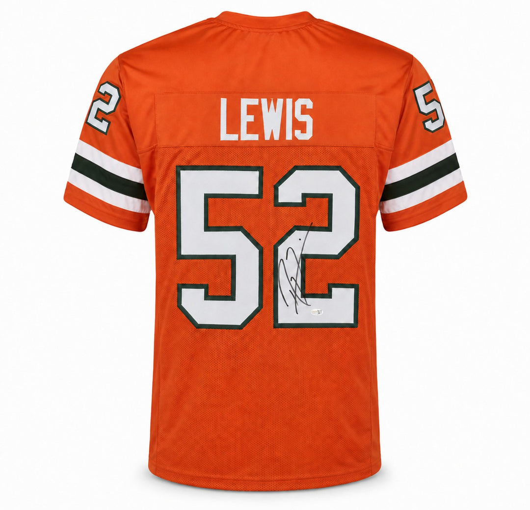 Miami Hurricanes Ray Lewis Signed Orange Jersey JSA Witness