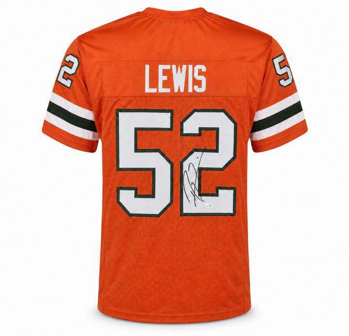 Miami Hurricanes Ray Lewis Signed Orange Jersey JSA Witness