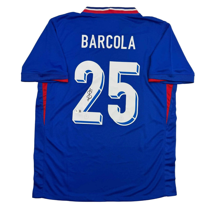 Autographed/Signed Bradley Barcola France Blue Jersey Beckett BAS COA