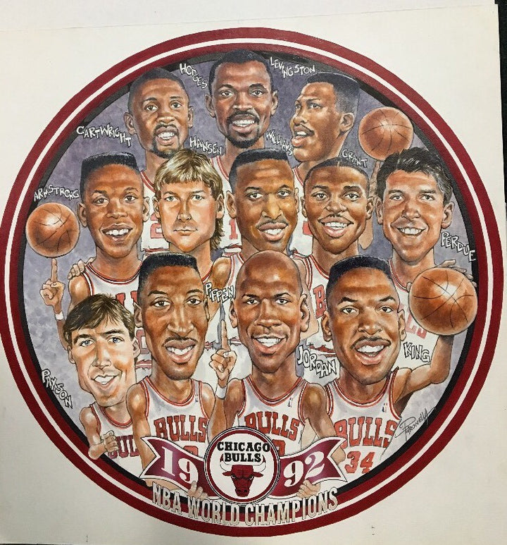 1992 Chicago Bulls NBA Champions Original Petronella Painting Michael Jordan 1/1