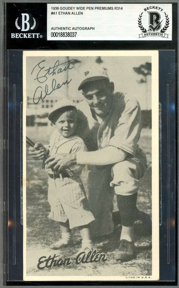 Ethan Allen Beckett BAS Signed 1936 Goudey Wide Pen Premiums R314 Autograph