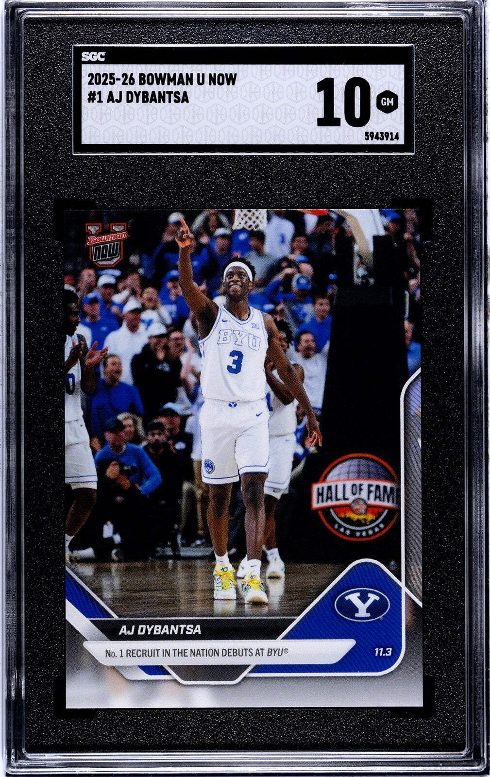 Graded 2025 Topps Bowman U Now AJ Dybantsa #1 Rookie RC Basketball Card SGC 10
