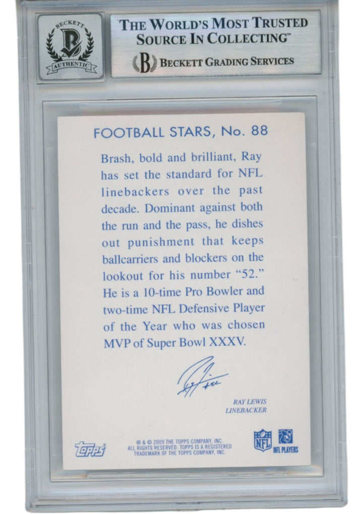Ray Lewis Autographed 2009 Topps Chronicle #88 Trading Card Beckett 53015