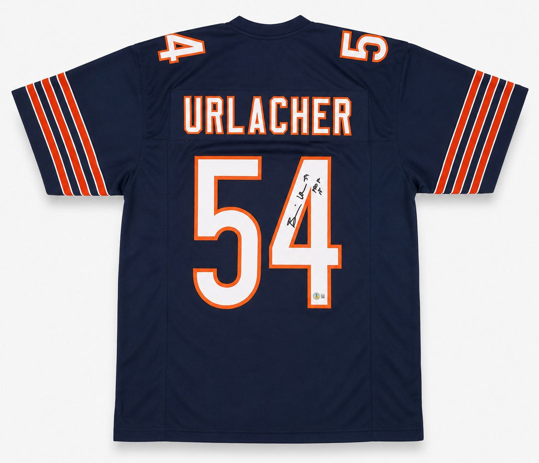 Chicago Bears Brian Urlacher Signed Blue Jersey "HOF 18" Beckett BAS Witness