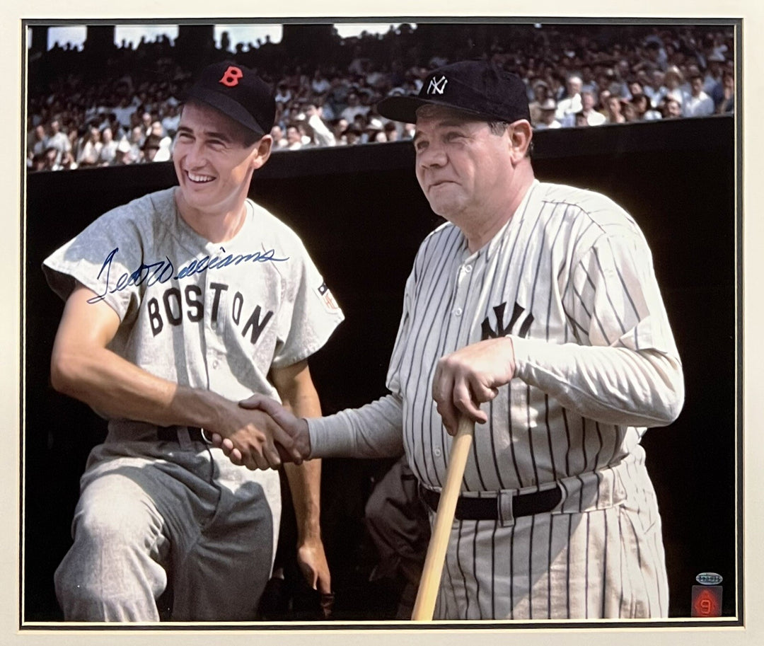Ted Williams Red Sox Signed 20x24 Photo With Babe Ruth Framed Auto HOF Steiner