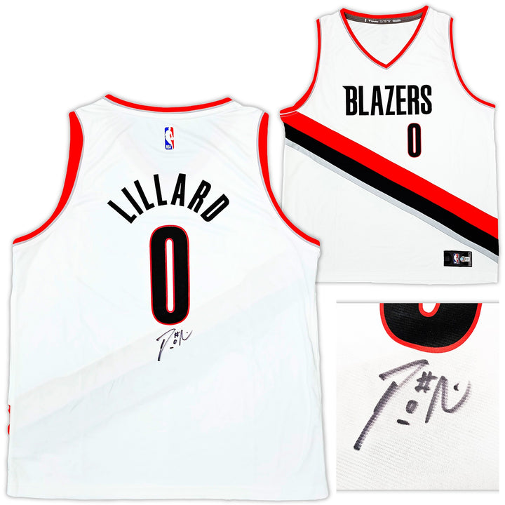 Portland Trailblazers Damian Lillard Auto White Fanatics Jersey Size XL Beckett