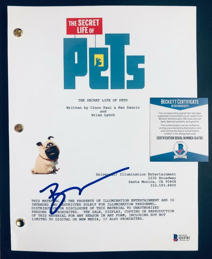 Bobby Moynihan as "Mel" signed The Secret Life of Pets full movie script BAS COA