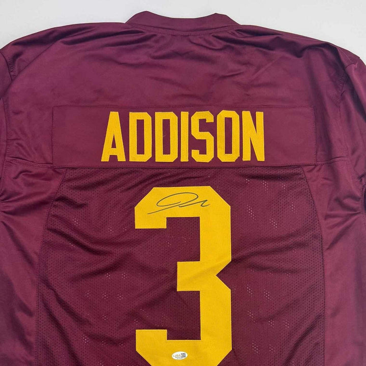 Autographed/Signed Jordan Addison USC Southen Cal Red College Jersey JSA COA