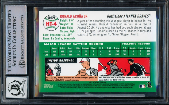 Ronald Acuna Jr. Signed 2020 Topps Gallery Heritage Card #HT-4 Braves Auto 10