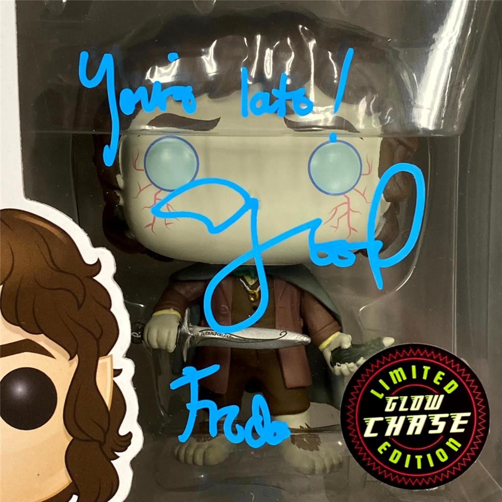 Elijah Wood signed Inscription Frodo GITD Chase Funko Pop! 444 autograph JSA