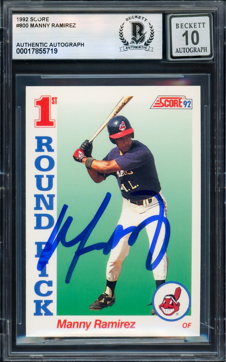 Manny Ramirez Signed 1992 Score RC 800 Cleveland Indians Auto GM 10 Beckett