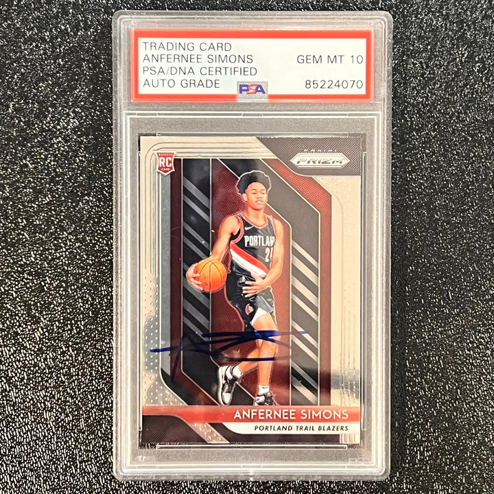 2018 Panini Prizm #61 ANFERNEE SIMONS Signed Rookie Card AUTO 10 PSA Slabbed RC
