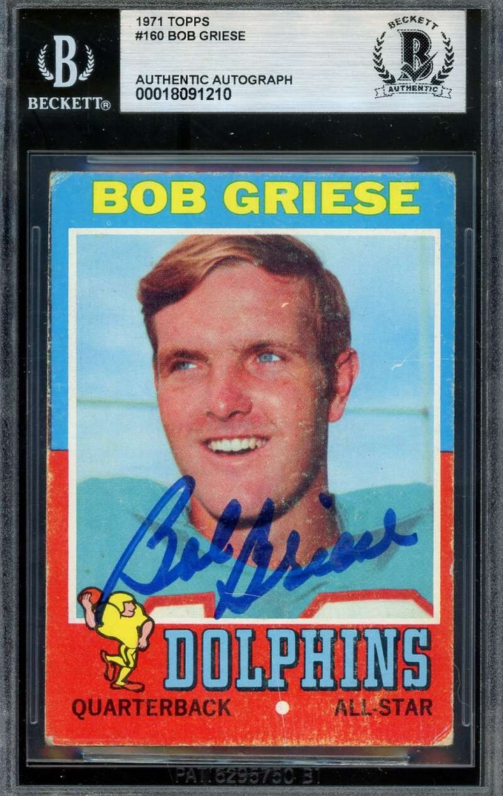 Bob Griese Beckett BAS Signed 1971 Topps Autograph
