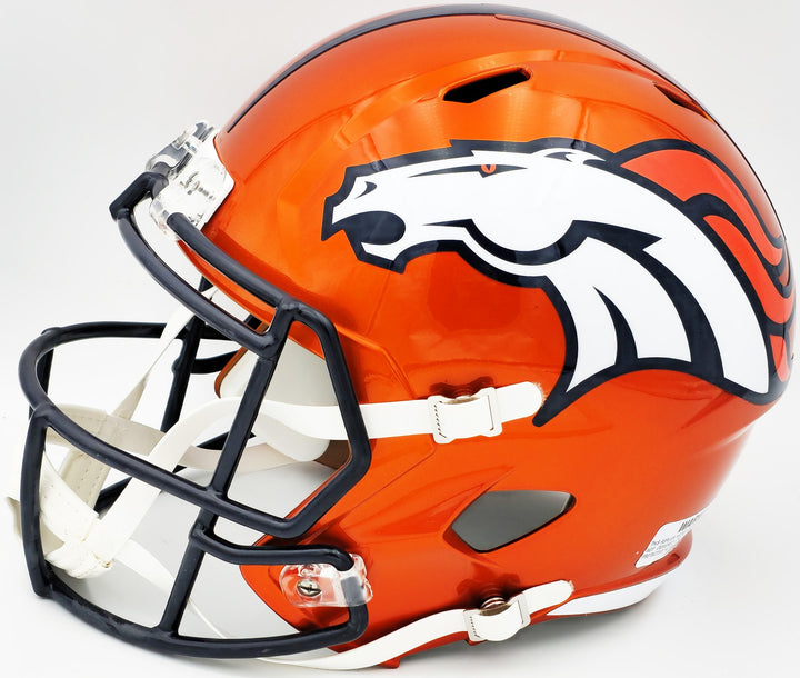 Russell Wilson Auto Broncos Flash Orange Full Size Rep Speed Helmet Fanatics
