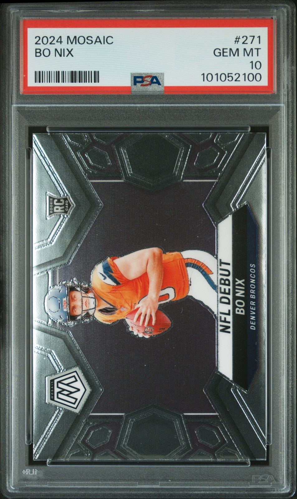 Graded 2024 Panini Mosaic Bo Nix #271 Rookie RC Card PSA 10 Gem Mint