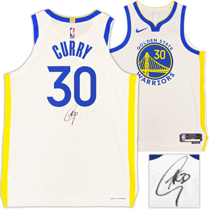 Warriors Stephen Curry Auto White Nike Association Edition Jersey Size 48+2 JSA