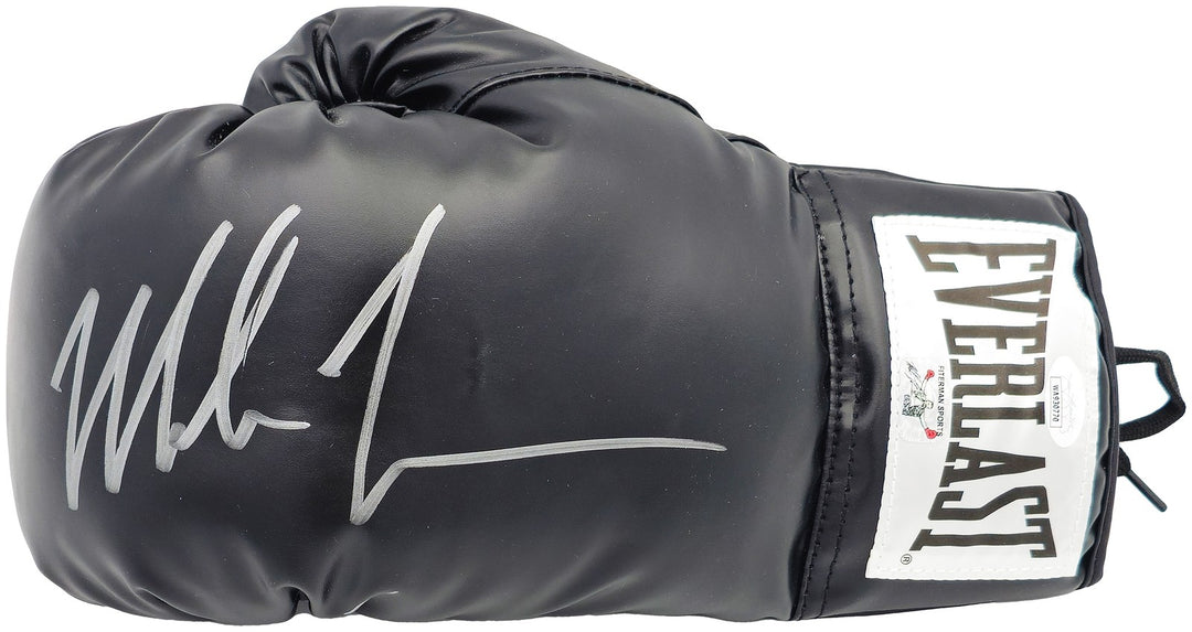 Mike Tyson Signed Black Everlast Boxing Glove (Left Handed LH, Silver) JSA