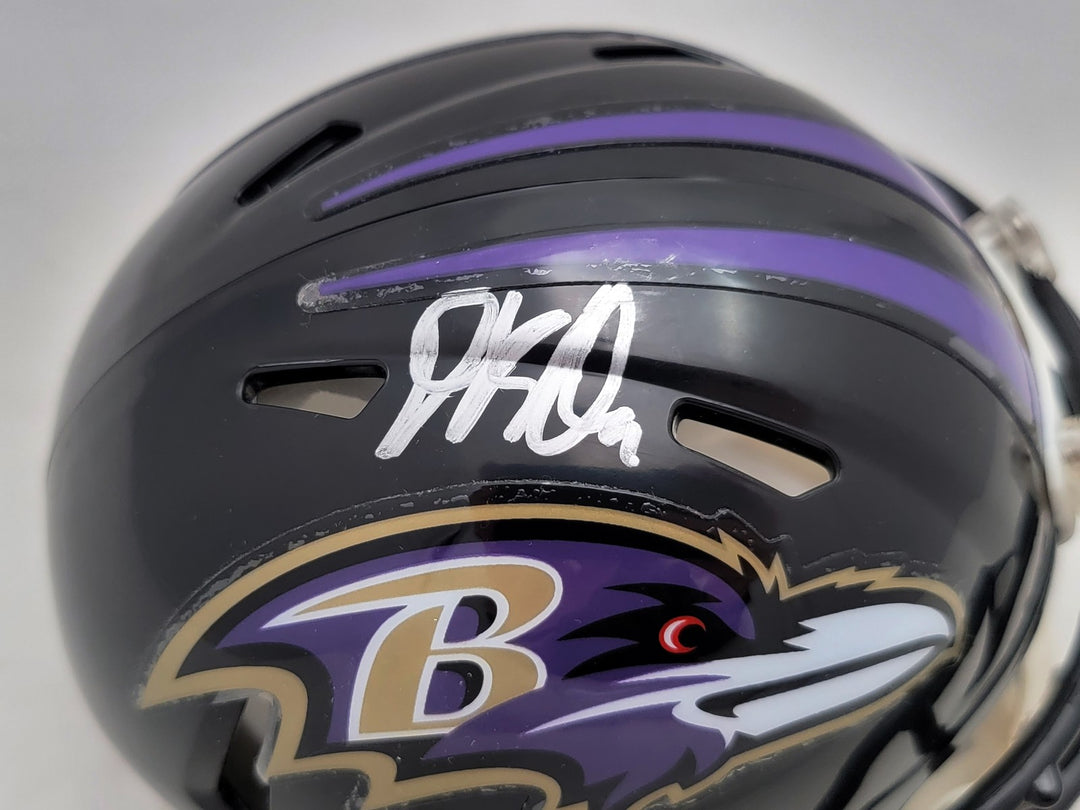 David Ojabo Autographed Signed Baltimore Ravens Black Speed Mini Helmet Beckett