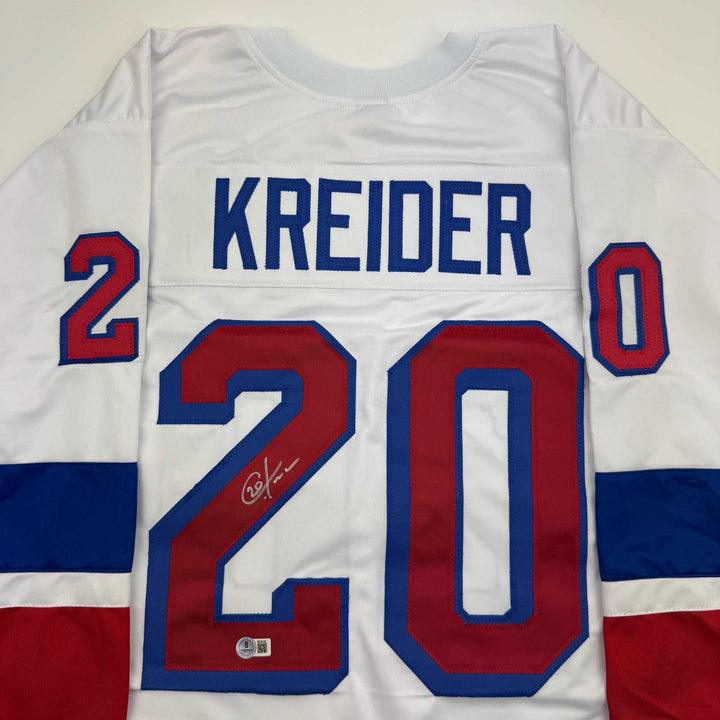 Autographed/Signed Chris Kreider New York White Jersey Beckett BAS COA