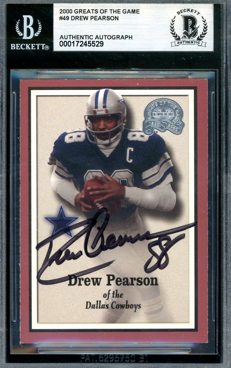 Drew Pearson Beckett BAS Signed 2000 Fleer Greats of The Game Autograph