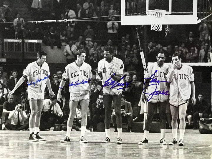 Bill Russell Bailey Howell & John Havlicek & Sam Jones Autographed 16x20 Basketb