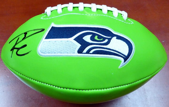 Russell Wilson Signed Green Logo Football Seattle Seahawks RW Holo