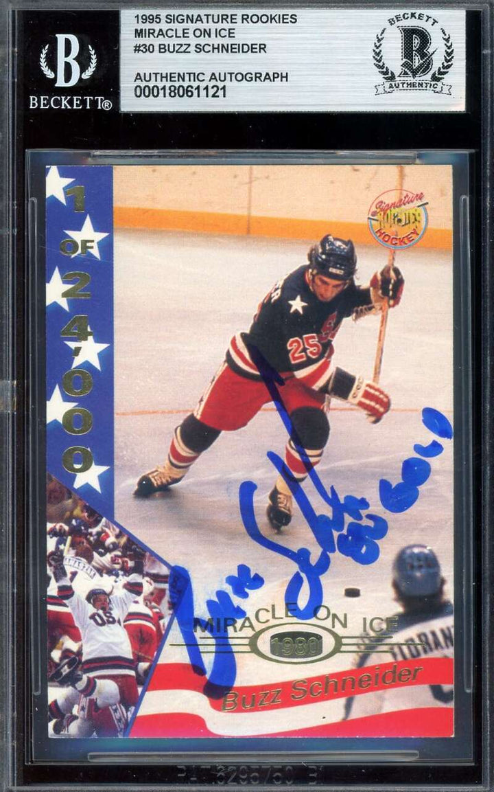 Buzz Schneider Beckett BAS Signed 1995 Signature Rookies Miracle On Ice Auto