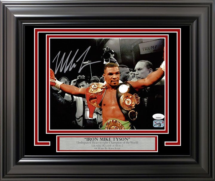 Mike Tyson Signed Framed 8x10 Photo Belts JSA