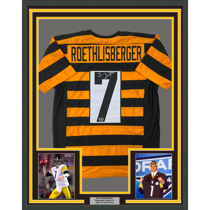 Framed Facsimile Autographed Ben Roethlisberger 33x42 Reprint Laser Auto Jersey