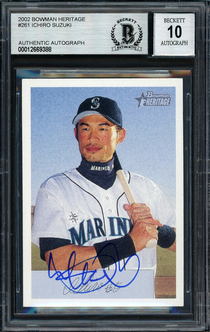 Ichiro Suzuki Signed 2002 Bowman Heritage Card 261 Mariners Auto 10 Beckett