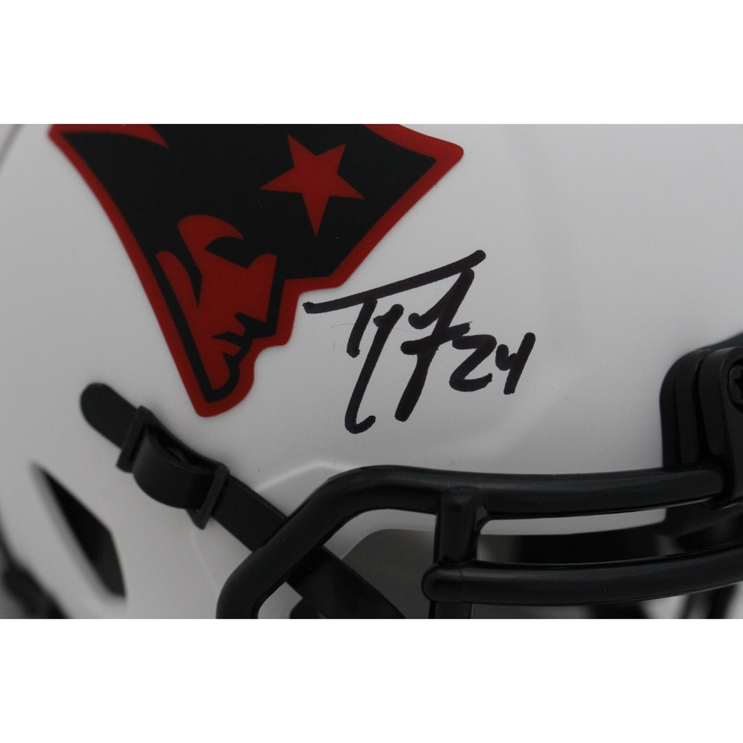 Ty Law Autographed/Signed New England Patriots Lunar Mini Helmet Beckett 48135